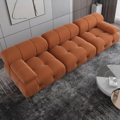 Vista 7 de Sofá modular seccional, sofá de terciopelo, asiento medio, beige
