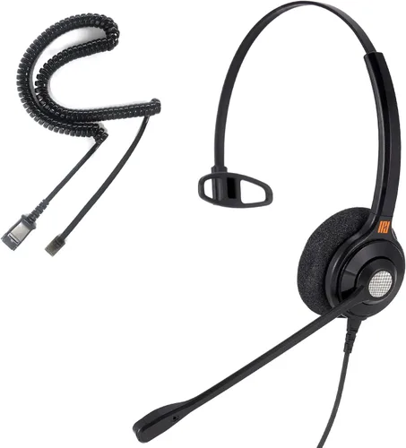 Vista 10 de IPD Auriculares de teléfono IPH-160 con micrófono con cancelación de ruido para oficina y centro de llamadas. Compatible con teléfonos fijos Polycom