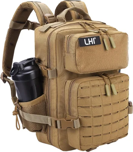 Vista 15 de LHI - Mochila táctica militar para hombre, 25/45 L, mochila grande Molle del ejército, mochila de asalto de 3 días, para senderismo