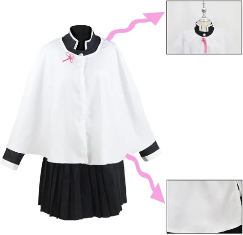 Vista 5 de UZAIN Disfraz de cosplay para mujer, disfraz de anime Kamado Tsuyuri Shinobu Mitsuri, conjunto completo con bambú