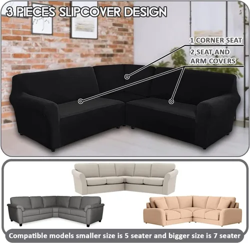 Vista 3 de IMYOGI Fundas de terciopelo en forma de L, funda de sofá modular de alta elasticidad, funda para sofá esquinero, protector de muebles de felpa suave