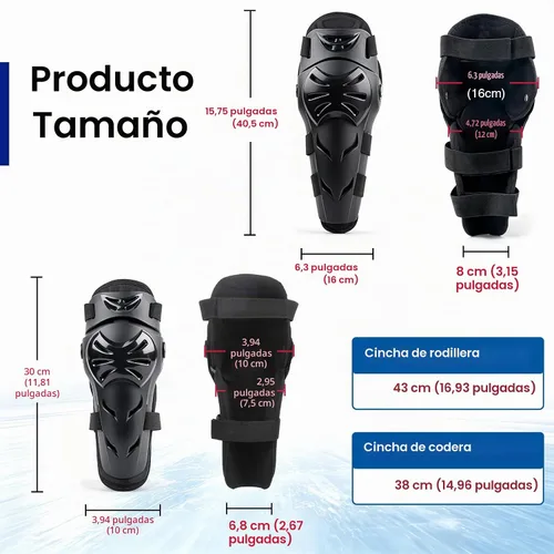 Vista 2 de GES Rodilleras para motocicleta – 4 rodilleras para adultos/coderas de motocicleta/almohadillas ajustables para rodilleras, protectores de codo