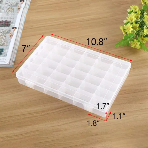 Vista 4 de Sivya Caja organizadora de plástico de 36 rejillas con separadores ajustables, ideal para tu tablero de cartas con calcomanías