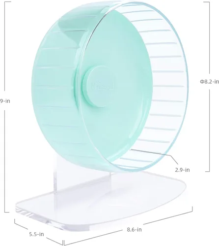 Vista 7 de Niteangel Ruedas de ejercicio súper silenciosas para hámster: ruedas giratorias silenciosas para hámster con soporte ajustable para hámsters, Verde
