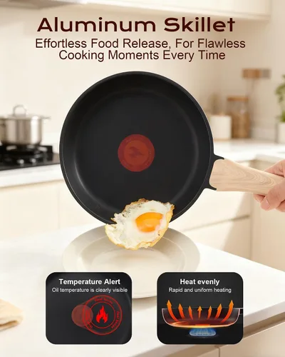 Vista 3 de Sartén antiadherente, sartén para tortilla de 8 pulgadas, sartén saludable y no tóxica con mango resistente al calor, sartén de cocción sin PFOA