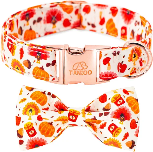 Vista 17 de Tunkoo Collar para perro con pajarita, elegante, a cuadros, suave, cómodo, de algodón, ajustable, hebilla de metal premium, pequeño, mediano