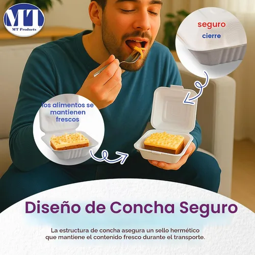 Vista 3 de MT Products White Cake Slice Contenedor de 6 x 6 x 3 pulgadas, contenedor desechable para alimentos, paquete de 30