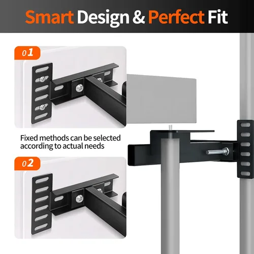 Vista 4 de Soportes de cabecera para marco de cama de metal, base ajustable, soportes de montaje en pared, kit de extensión de estribo para cama individual
