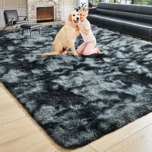 Vista 33 de Noahas Alfombras de Área Grandes y Esponjosas de 5x8 pies para Sala de Estar y Dormitorio, Alfombra Gruesa de Pelo Largo Beige y Blanca, Alfombra