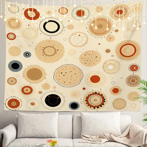 Vista 19 de Shrahala Circles Tapestry, Abstract Art With Various Circles Wall Hanging Hd Print Polyester Backdrop For Dorm Room Bedroom 30 X 40 In