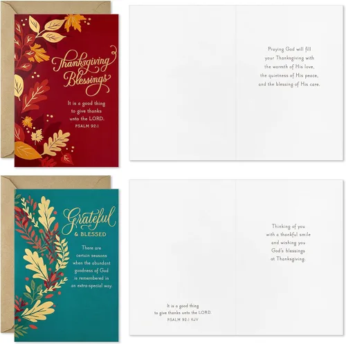 Vista 4 de DaySpring - Surtido de tarjetas religiosas de Acción de Gracias (16 tarjetas surtidas con sobres)