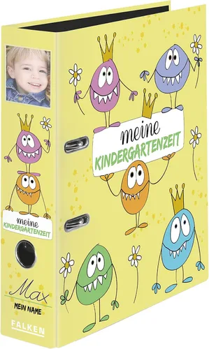 Vista 3 de Carpeta original con motivo Falken jardín de infantes con bolsillo de inserción. Hecho en Alemania. 3.1 in de ancho DIN A4 motivo monstruo, carpeta