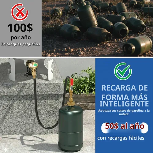 Vista 5 de Boltigen Adaptador de Recarga de Propano para Tanques de 1 libra, Adaptador de Llenado de Propano de 36 pulgadas, Conector Convertidor de Llenado
