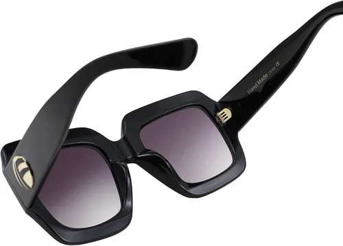 Vista 4 de Feisedy B2276 Gafas de sol cuadradas de gran tamaño con marco de brillantina multicolor