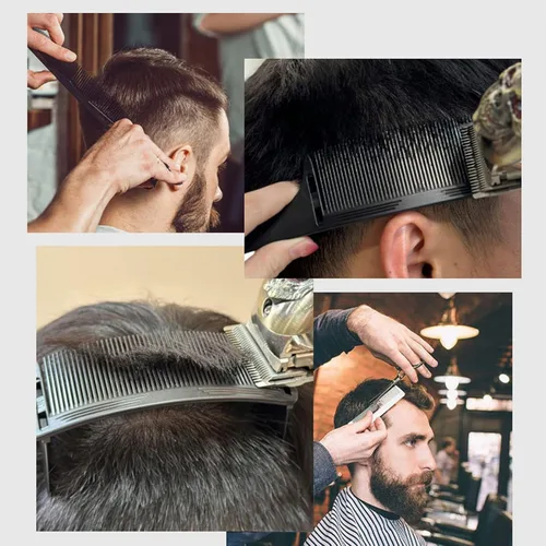 Vista 7 de Peine de peluquero Clipper, S en forma de longitud de corte diferente curva Clipper Peine Top plano para salón (blanco)
