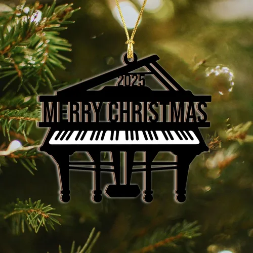 Vista 3 de Adorno de Piano 2025 – Adorno Navideño de Piano Grande para Árbol, Regalos de Piano de Madera para Músicos, Regalos para Tocadores de Piano, Adorno
