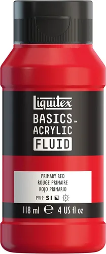 Vista 24 de Liquitex BASICS - Pintura acrílica fluida, botella de 4 onzas, tono permanente carmesí lizarina Super Versatile, Fine Art Pigments; Fluid