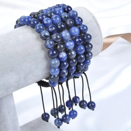 Vista 2 de Massive Beads - Pulsera de cuentas de cristales de macramé con poder curativo natural, unisex, ajustable, 516 pulgadas (8 mm)