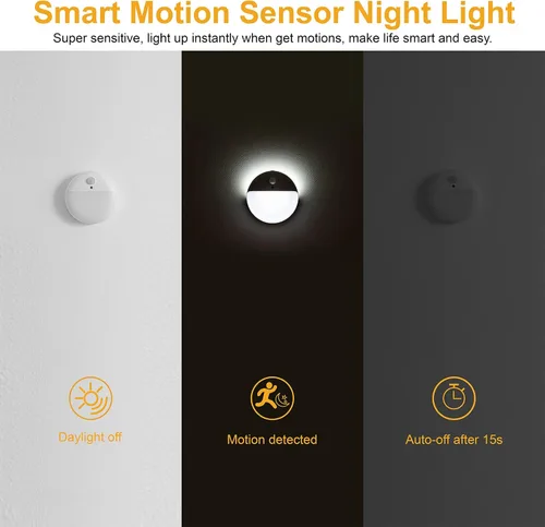 Vista 3 de YUNLEX Paquete de 2 luces nocturnas a batería, luces de inodoro, luz de sensor de movimiento pequeño de 2.6 pulgadas, luces adhesivas, 3 modos