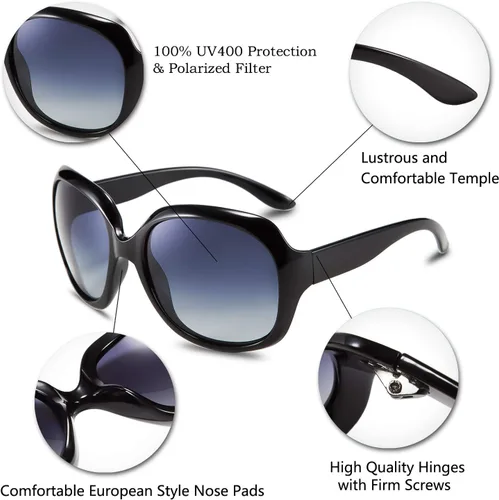 Vista 8 de FEISEDY Gafas de sol polarizadas de gran tamaño para mujer, lentes TAC B2434
