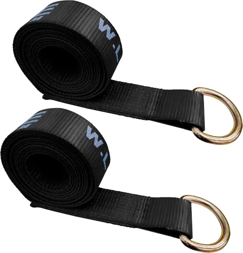 Vista 36 de Mega Cargo Control 1 paquete de correas de lazo de anillo D, amarres de remolque negros de 2 pulgadas para ensamblajes de elevación de ruedas