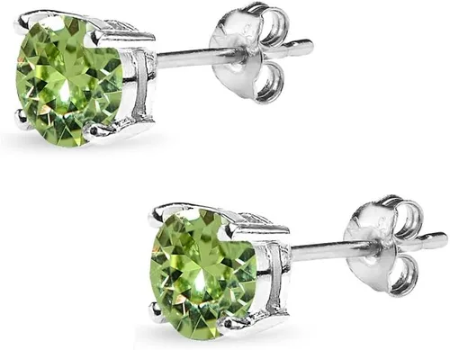 Vista 2 de Sterling Silver 6mm Round-cut Prong-set Stud European Crystal Earrings for Women Girls