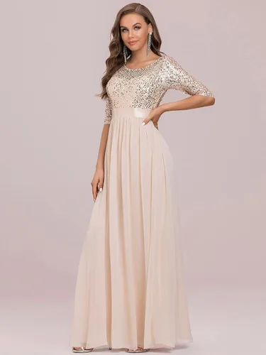 Vista 3 de Ever-Pretty 0683 - Vestido largo de noche con lentejuelas y cuello redondo para mujer