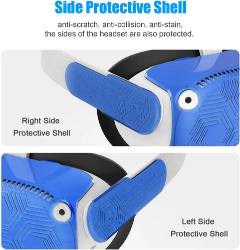 Vista 4 de AMVR VR - Carcasa protectora para auriculares ligera y duradera para accesorios Meta Quest 2 evita colisiones y arañazos azul