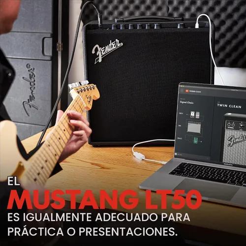 Vista 3 de Fender Mustang LT50 - Amplificador de guitarra, 50 vatios, con 2 años de garantía, 30 efectos preestablecidos con interfaz de audio USB