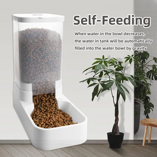 Vista 5 de NKECOBJI - Juego de comedero y dispensador de agua para mascotas por gravedad, comedero automático para perros y dispensador de agua para perros