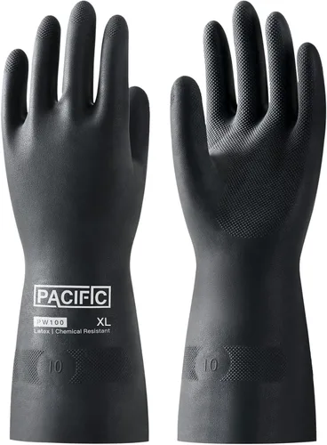 Vista 17 de PACIFIC PPE Guantes resistentes a productos químicos, guantes de goma industriales de gran resistencia, resistentes a ácidos, alcalinos y aceite, 32