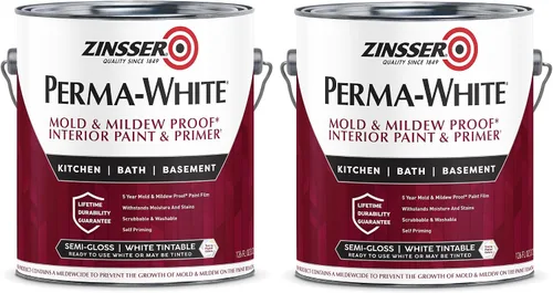Vista 5 de Zinsser 2770 PERMA-WHITE - Pintura interior a prueba de moho y moho, 5 galones, color blanco cáscara de huevo