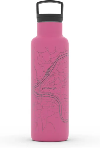 Vista 152 de Well Told Botella de agua aislada con mapa de Washington DC grabado, botella de acero inoxidable grabada (21 onzas, blanco) botella aislada de mapa