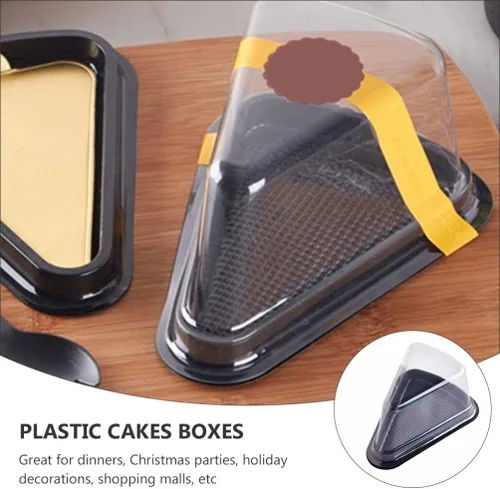 Vista 6 de Abaodam Cajas triangulares para rebanadas de pastel de 5.5 pulgadas, transparentes, reutilizables, con tapas, para pasteles de queso, mousse