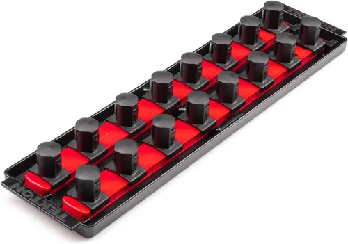 Vista 15 de TEKTON Carraca de 3/4 pulgadas x riel para dados de 8 pulgadas, 5 clips (rojo) OSR31105 Fabricado en Estados Unidos Negro