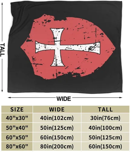 Vista 3 de Crusader Knights Templar Cross - Manta térmica, ligera, súper suave y cálida para todas las estaciones, para sofás