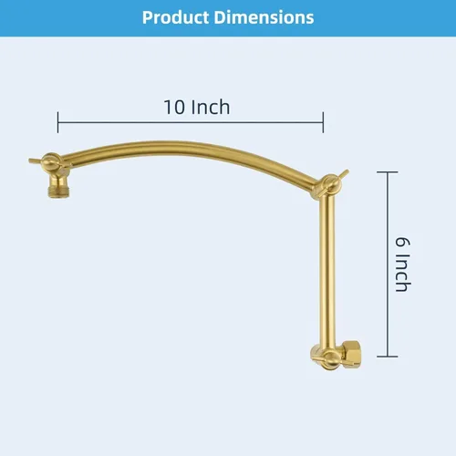 Vista 6 de Brazo de Extensión de Cabezal de Ducha Hibbent, Extensión Ajustable de Latón Sólido de 16" con Junta de Bloqueo, Estándar 1/2", Eleva o Baja