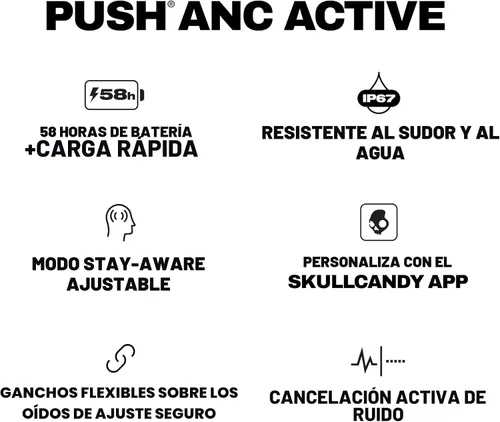 Vista 10 de Skullcandy Auriculares inalámbricos con cancelación activa de ruido Push