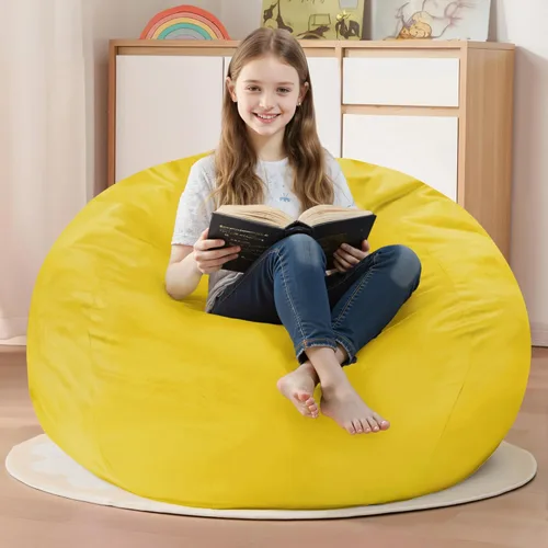 Vista 12 de Homguava - Sillón puff de 3 pies Sillón estilo puff grande de 3 pulgadas con relleno de espuma viscoelástica, sofá suave con funda de terciopelo