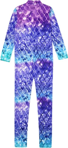 Vista 3 de iiniim Enterizo elástico de manga larga para niños y niñas, leotardo con escamas de pez de sirena
