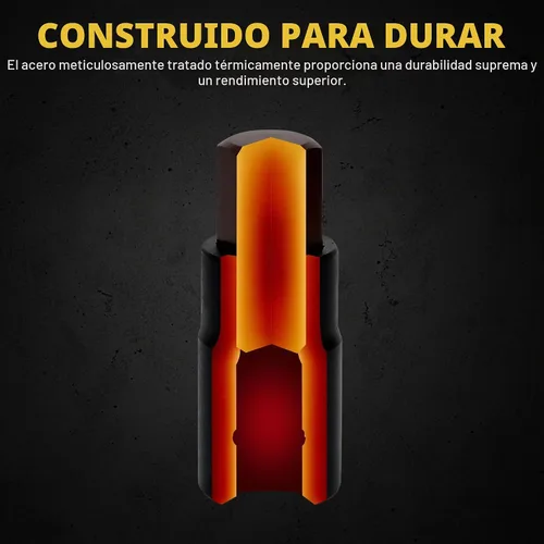 Vista 6 de Juego de 16 piezas de enchufe de impacto de broca hexagonal SAE - Juego de enchufe Allen de acero S2 premium de 5/64"-9/16" con adaptadores de Sae