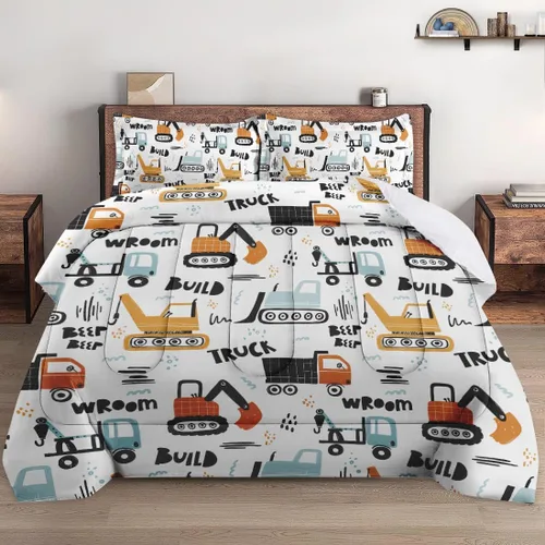 Vista 16 de Juego de edredón vintage con diseño de coche y león para niños, niños pequeños, adolescentes y adultos, tamaño individual, juego de ropa de cama