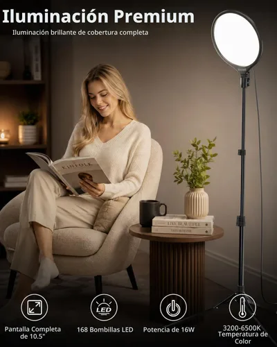 Vista 2 de UBeesize 10" Ring Light with 62" Tripod Stand, Phone Holder and Remote