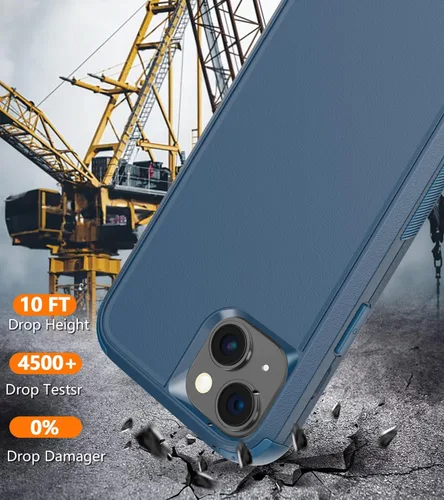 Vista 3 de Diverbox Funda para iPhone 15 [a prueba de golpes] [a prueba de caídas] [protector de pantalla de vidrio templado], funda de protección resistente