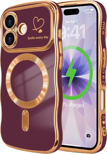 Vista 91 de LCHULLE - Funda magnética para iPhone 13 para mujeres y niñas, con forma ondulada, color azul bebé