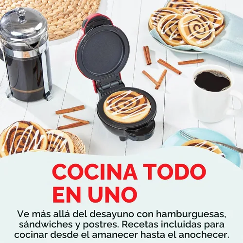 Vista 5 de DASH Multimaker Mini System - Máquina para hacer gofres con cinco platos extraíbles de 4 pulgadas: plancha y plancha, mini waflera 3 en 1 para niños