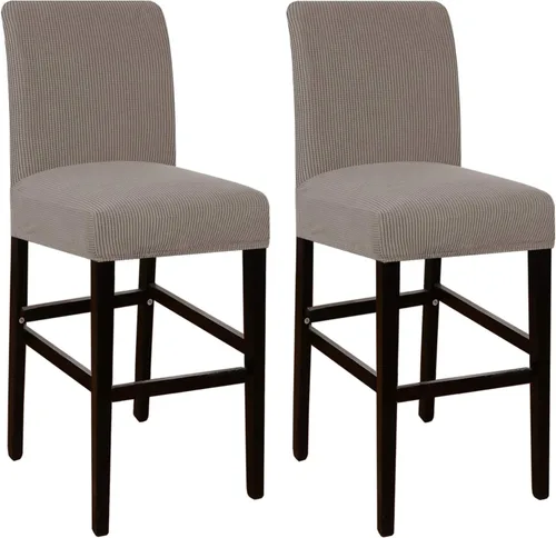 Vista 10 de Flamingo P Fundas de taburete para sillas de comedor, fundas de asiento de tela jacquard elástica con parte inferior elástica extraíble, juego de 2
