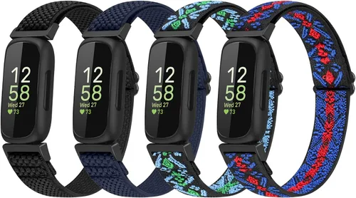 Vista 12 de Vodtian Paquete de 4 Correas Compatibles con Fitbit Inspire 3/Inspire 2/Inspire/Inspire HR/Ace 3/Ace 2, Correas de Nylon Elásticas Ajustables