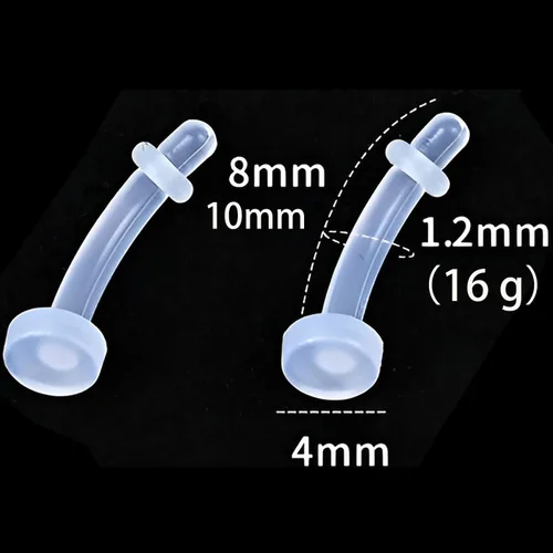 Vista 2 de 5 piezas de retenedores de labio, barras curvadas de plástico para nariz, labret, joyería para cartílago, acrílico, tragus, joyería de 0.047 in