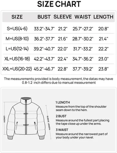 Vista 6 de MEROKEETY Women's Winter Cropped Puffer Jacket Long Sleeve Oversized Stand Collar Zip-Up Short Down Coat
